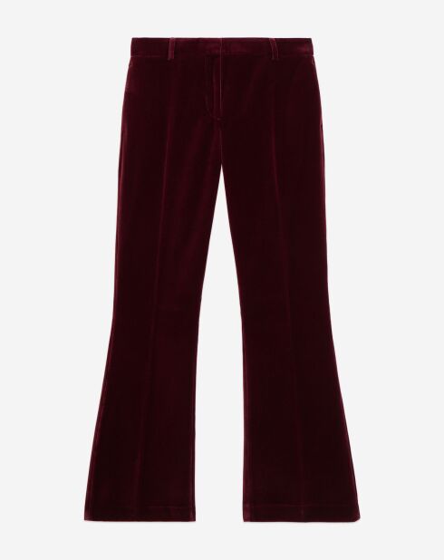 Pantalon tailleur en velours bordeaux