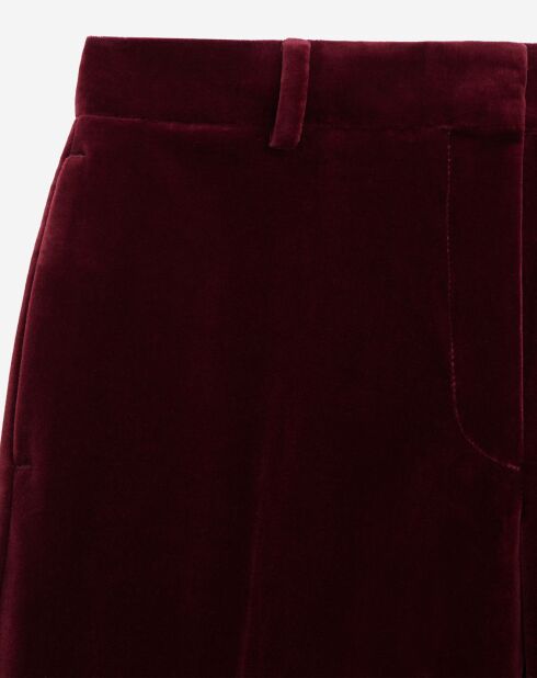 Pantalon tailleur en velours bordeaux