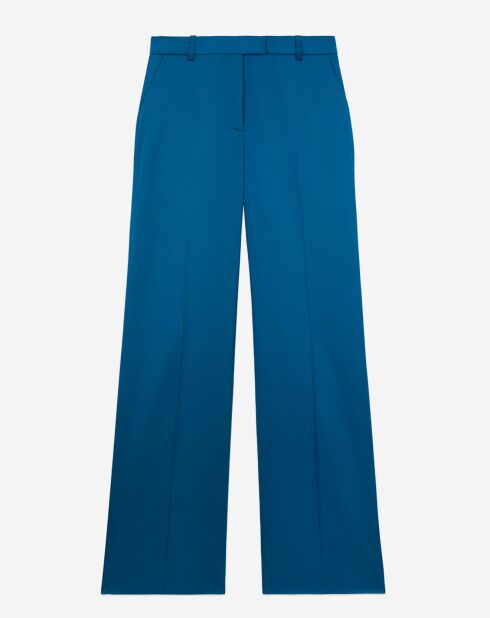 Pantalon tailleur bleu satiné
