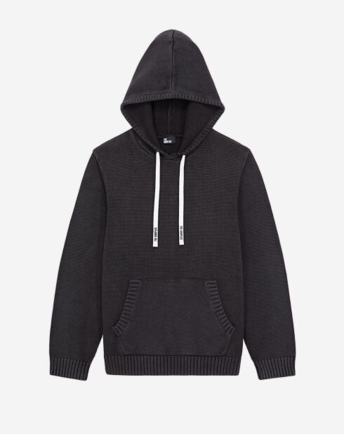 Pull à capuche en Coton & Laine noir
