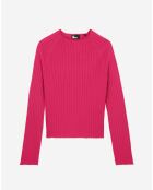Pull côtelé rose