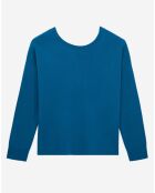 Pull en Laine mélangée avec boutonnage dans le dos bleu