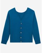Pull en Laine mélangée avec boutonnage dans le dos bleu