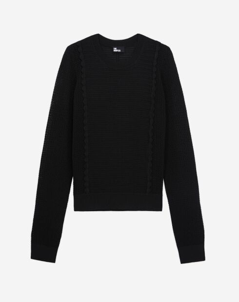Pull en maille ajourée noire
