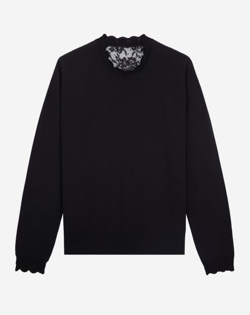 Pull noir avec dos en dentelle
