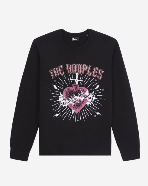 Pull en Laine mélangée Dagger through heart avec étoiles noir