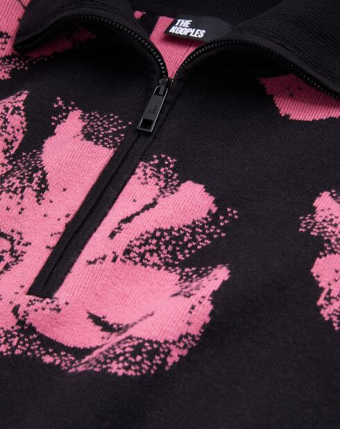 Pull en Laine mélangée à fleurs noir