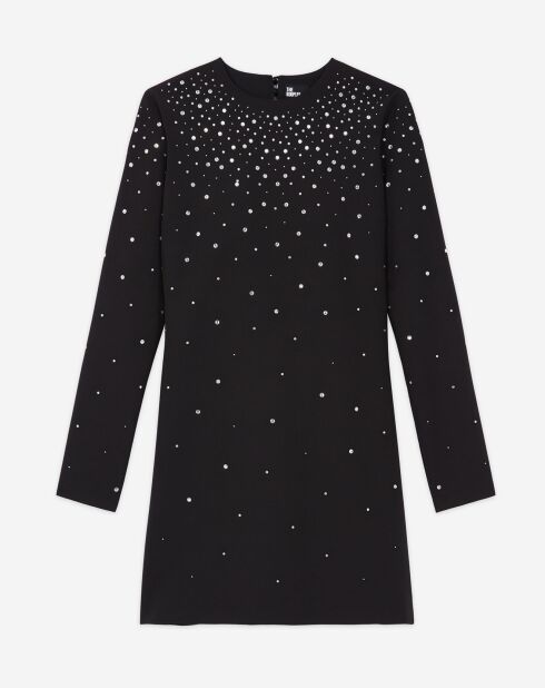 Robe courte détails strass noire