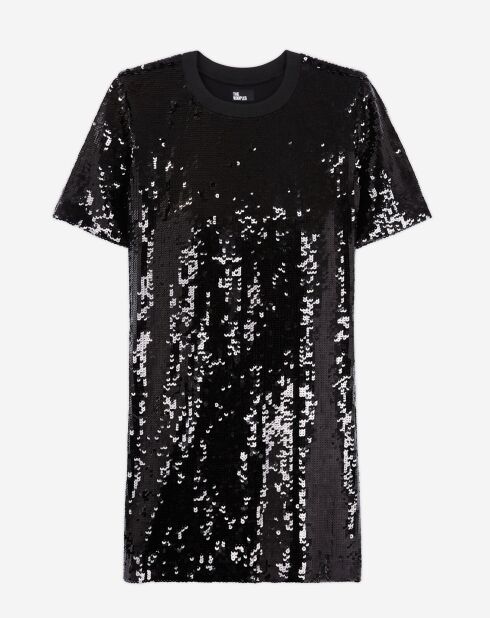 Robe courte à sequins noire