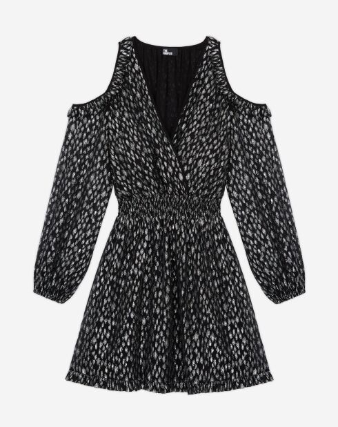 Robe courte léopard argentée