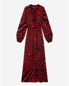 Robe longue imprimée noir/rouge
