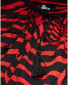 Robe longue imprimée noir/rouge