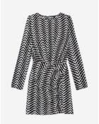 Robe courte imprimée zigzag noire