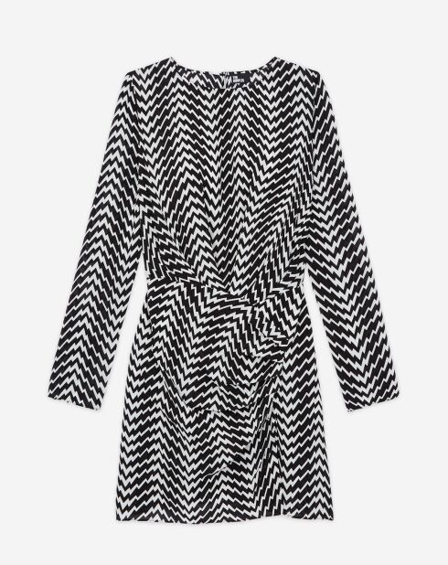 Robe courte imprimée zigzag noire