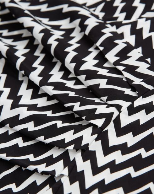 Robe courte imprimée zigzag noire