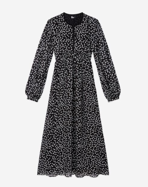 Robe longue imprimée noire