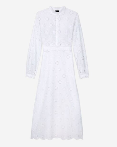 Robe longue en broderie anglaise blanche