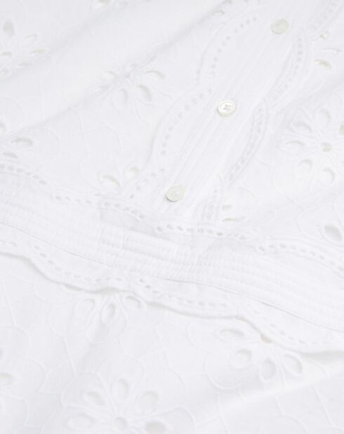 Robe longue en broderie anglaise blanche