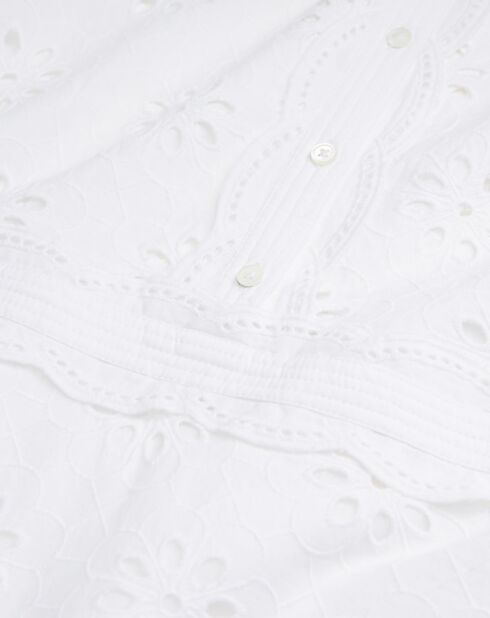 Robe longue en broderie anglaise blanche