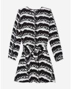 Robe courte avec ceinture imprimée noire
