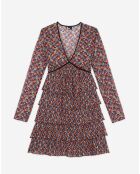 Robe courte plissée multicolore