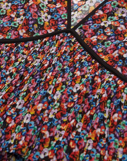 Robe courte plissée multicolore