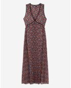 Robe longue plissée multicolore