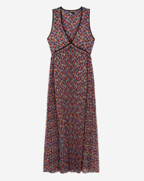 Robe longue plissée multicolore