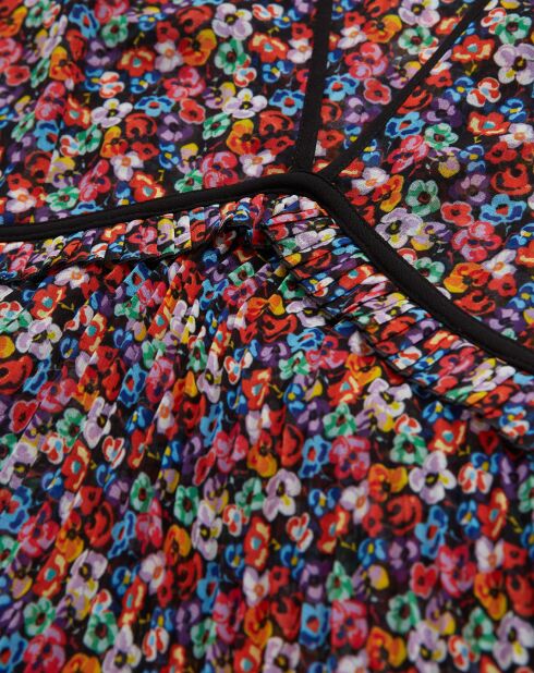 Robe longue plissée multicolore