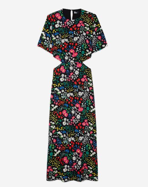 Robe longue imprimée avec ouvertures multicolore