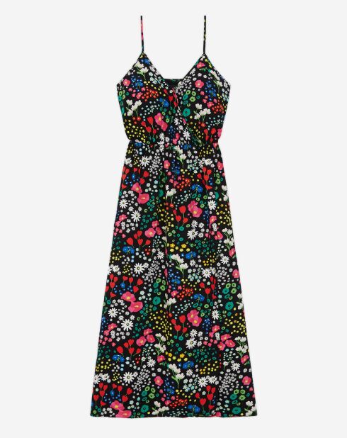 Robe portefeuille longue imprimée multicolore