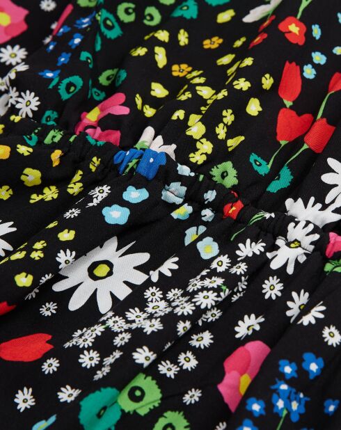 Robe portefeuille longue imprimée multicolore