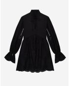 Robe courte avec broderie anglaise noire
