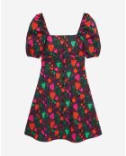 Robe courte imprimée multicolore