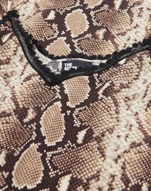 Robe 100% Soie nuisette longue python beige