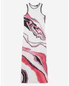 Robe longue imprimée blanc/rose