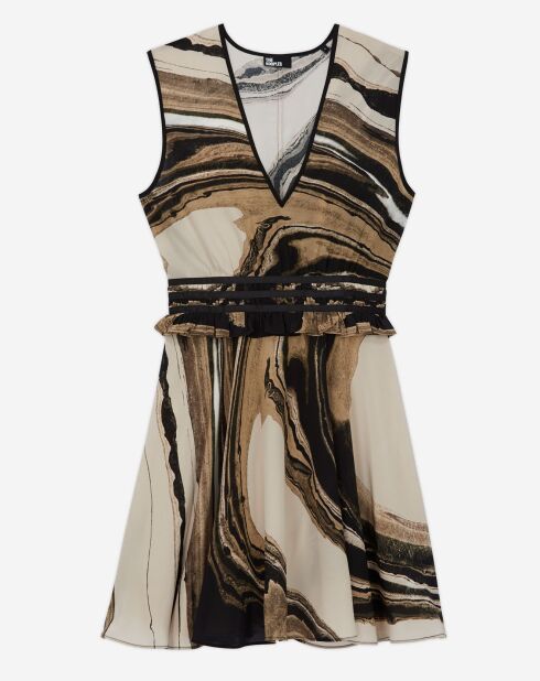 Robe courte imprimée beige