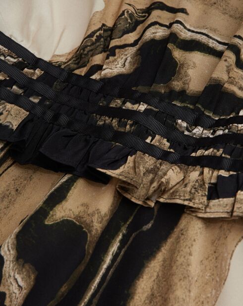 Robe courte imprimée beige