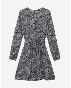 Robe courte à ceinture intégrée imprimée noire