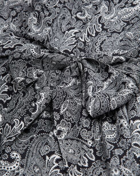 Robe courte à ceinture intégrée imprimée noire