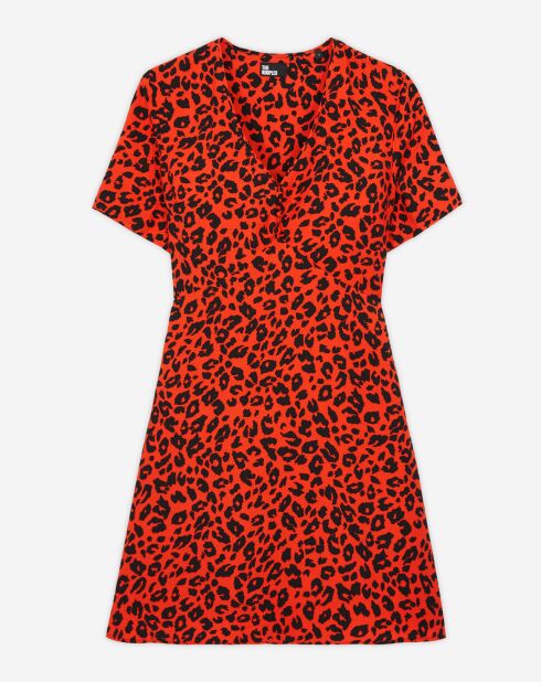 Robe courte léopard orange