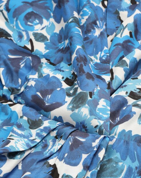 Robe portefeuille courte imprimée bleue