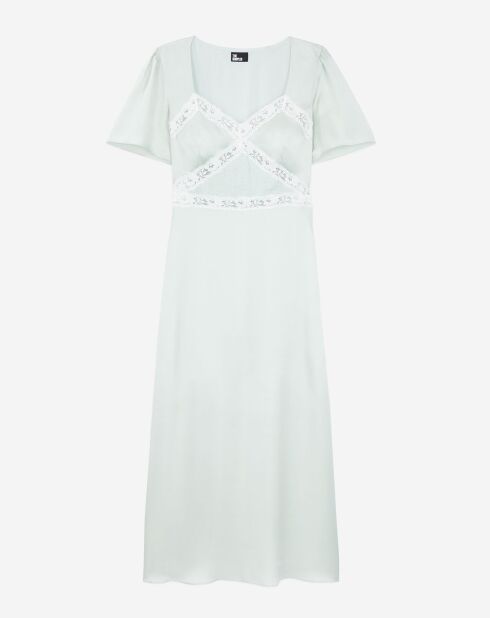 Robe longue avec détails en dentelle bleue