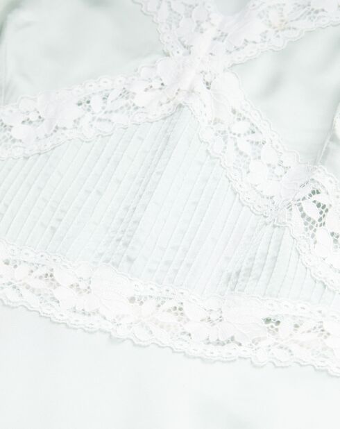 Robe longue avec détails en dentelle bleue