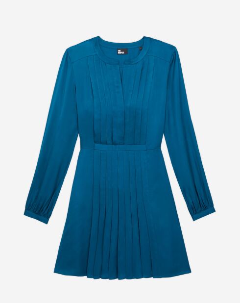 Robe courte avec plissage bleue