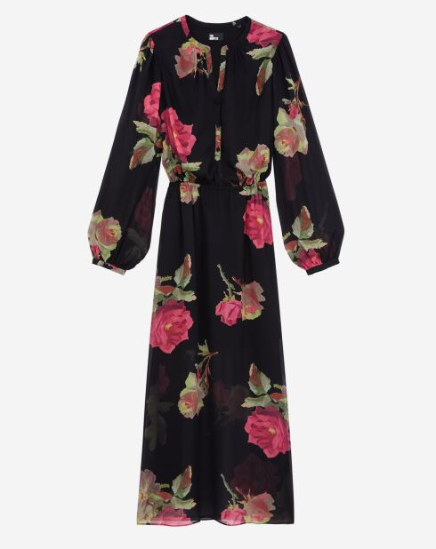 Robe longue imprimée noire