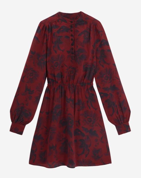 Robe courte 100% Soie imprimée rouge