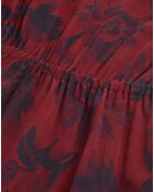 Robe courte 100% Soie imprimée rouge