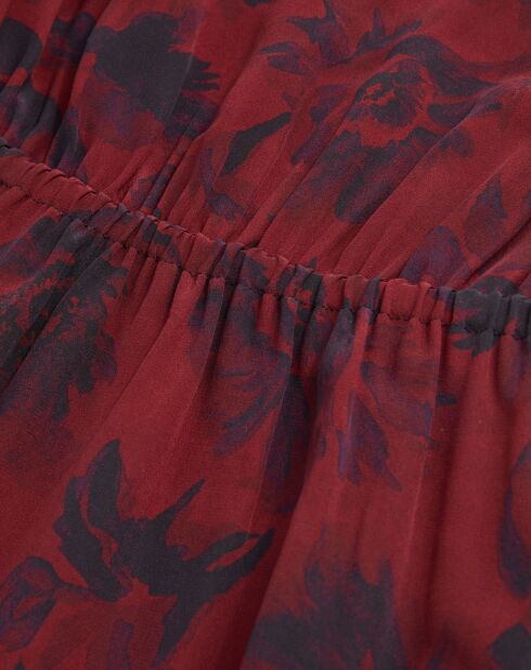 Robe courte 100% Soie imprimée rouge