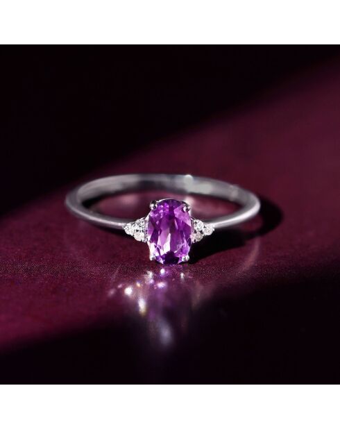 Mady 0.03 ct diamanten en 0.37 ct amethist witgouden ring